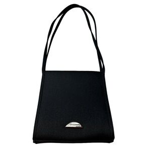 Vintage Evan Picone Classic Black Fabric Shoulder Evening‎ Bag